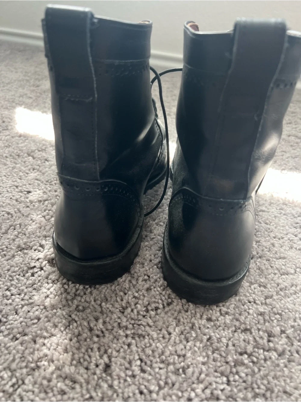 Allen Edmonds Black Leather Wingtip Lace-Up Boots